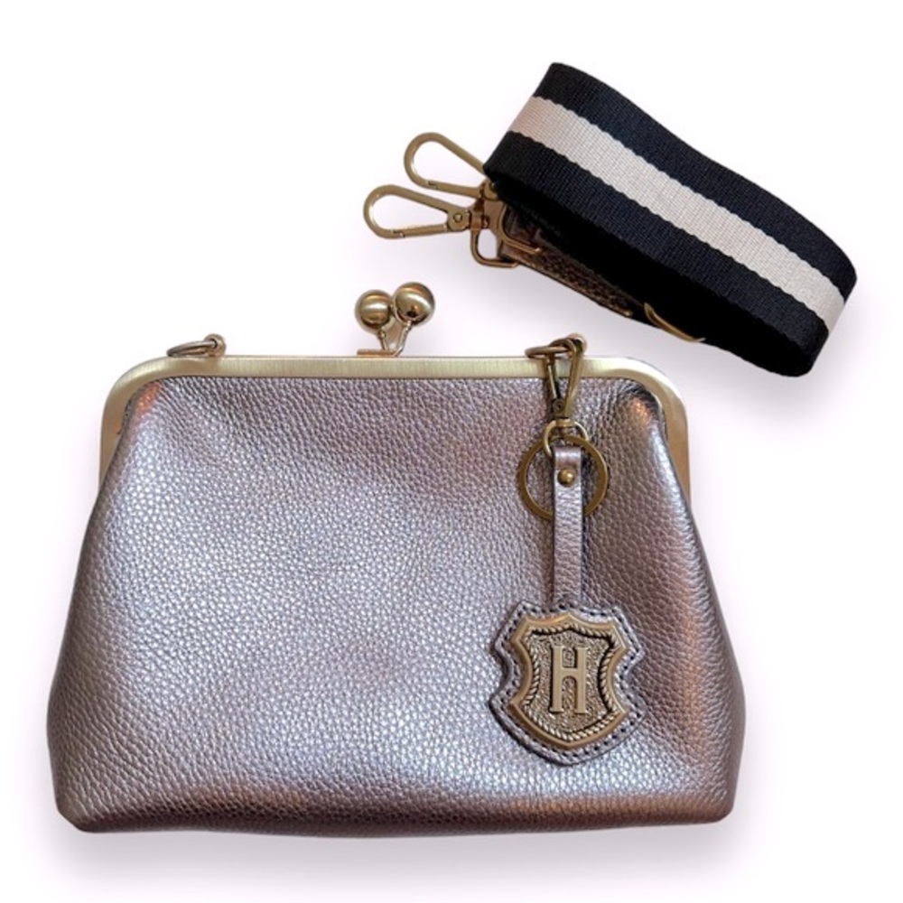 J. M. Hulme | Lexi Framed Pebbled Metallic Leather Kiss Clasp Wallet/Crossbody View 3